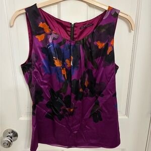 Elie Tahari Purple Floral Blouse